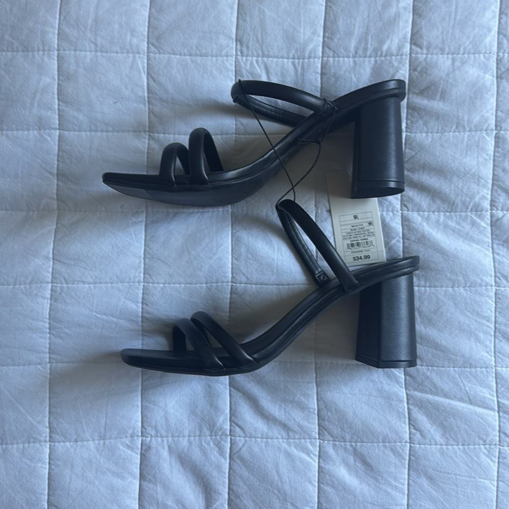 A New Day Black Minimalist Slide Sandals